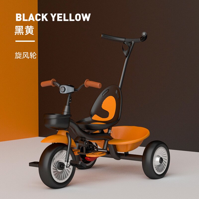 infantile per Bambini Triciclo bambino Bici Girello con Musica Tre Ruote 1-6 Anni di Età Regalo per i Giocattoli per Bambini equilibrio auto Navicella: nero-arancia