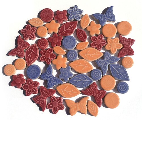 200g 40-50 stk gør-det-selv mosaik materialer porcelæn sløjfe stjerne blandet keramik fliser til børn/barn mosaik fliser børnehave kunsthåndværk: Blandet sløjfe