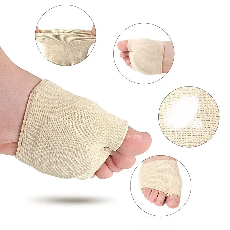 1 Paar Silikon-Mittelfuß-Ärmelpolster, halbe Zehen, Bunion-Sohle, Vorfuß-Gel-Pads, Kissen, halbe Socke, verhindert Schwielen, Blasen