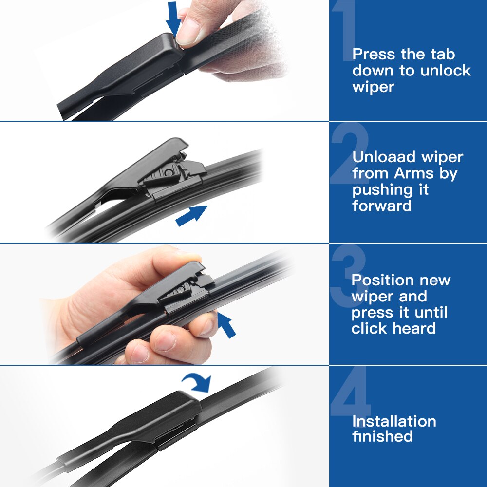 YITOTE Windscreen Hybrid Wiper Blades for Lada Vesta Fit Pinch Tap Arms