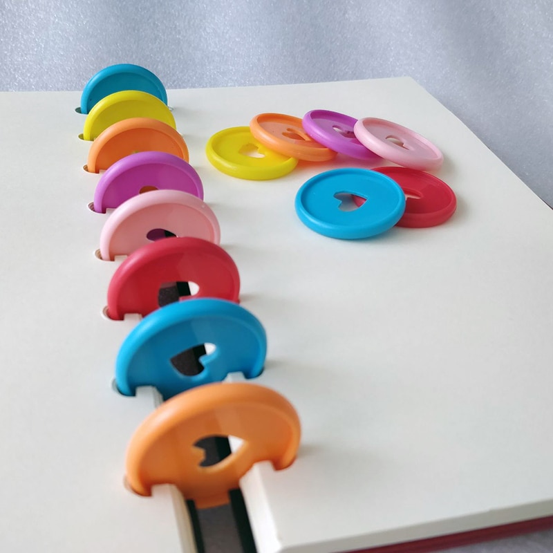 10 stuks Gekleurde Plastic Paddestoel Gat Notepad Binding Gesp Losbladige Spoel Gesp Bestand Afwerking School Kantoorbenodigdheden