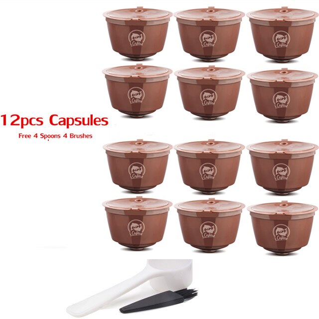 Compatibel Met Dolce Gusto Crema Koffie Capsule Filters Herbruikbare Hervulbare Koffie Capsule Cup Food Grade Plastic: 12Cup Brown