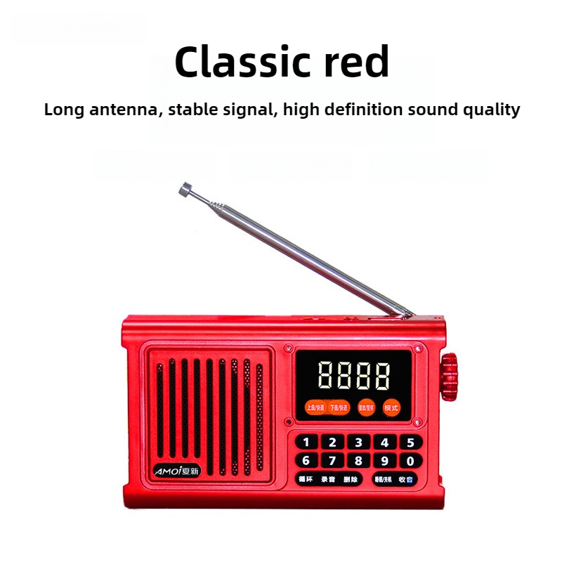 radio fm dab-radioer bærbar liten nødoppladbar hamster bluetooth lydboks kjøkken er mini årgang hamsterhøyttaler  mp3 spillere: Rød