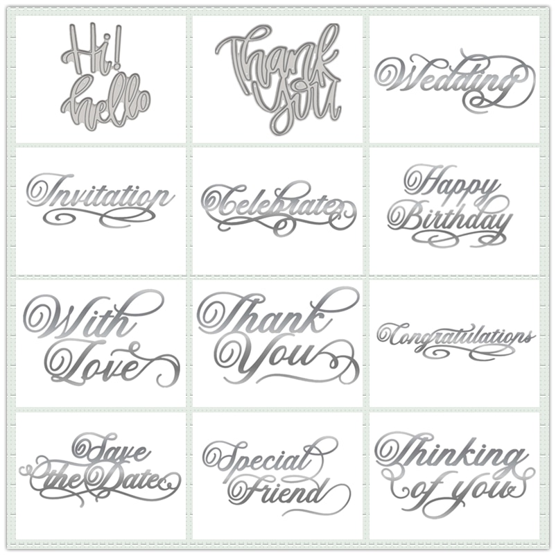 Word Letter Collection Metal Cutting Dies Stencil For Diy Scrapbooking Paper Cards Crafts Emobossing Decorationg Newest