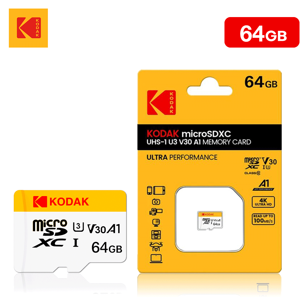 KODAK Mini Memory SD Card 256GB 128GB 64GB 32GB U3 V30 4K Full HD Micro TF Memory Flash Card do telefonu/komputera/kamery: 64GB