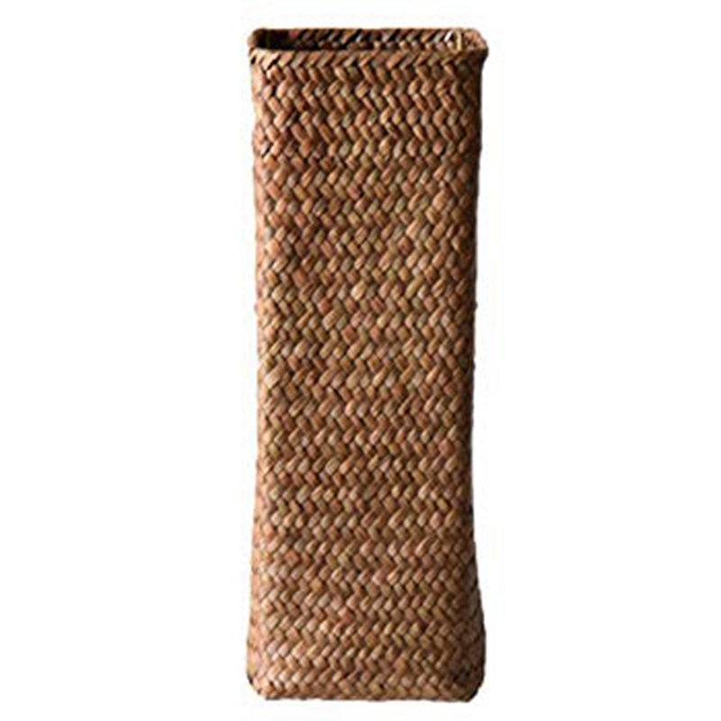Florero de mimbre para decoración del hogar, jarrones altos de bambú, cesta de flores y frutas, novedad: Brown