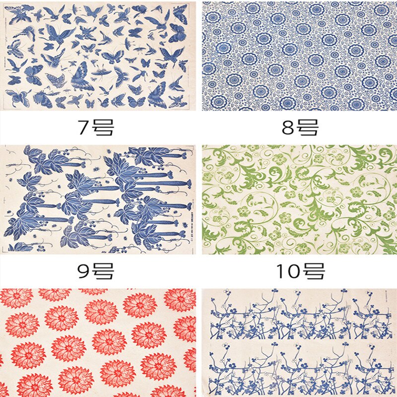 12PCS/set transfer paper Ceramic underglaze Colorful flower paper Blue and White Sticker 54x37cm High Temperature Ceramic decals
