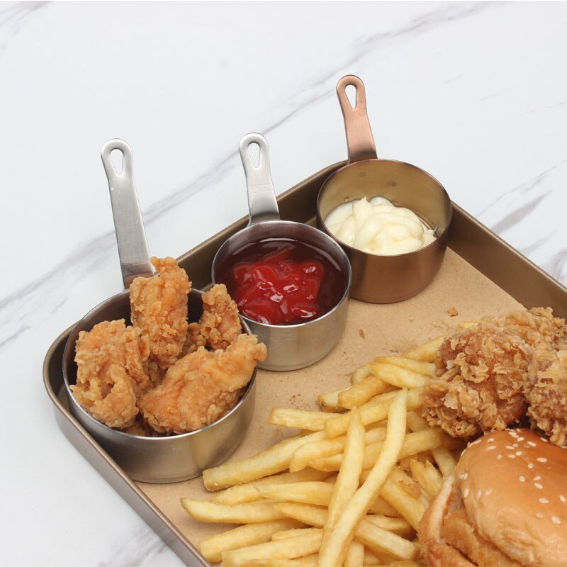 304 stainless steel sauce bowl steak sauce pot Korean teppanyaki black pepper bucket mini juice with handle