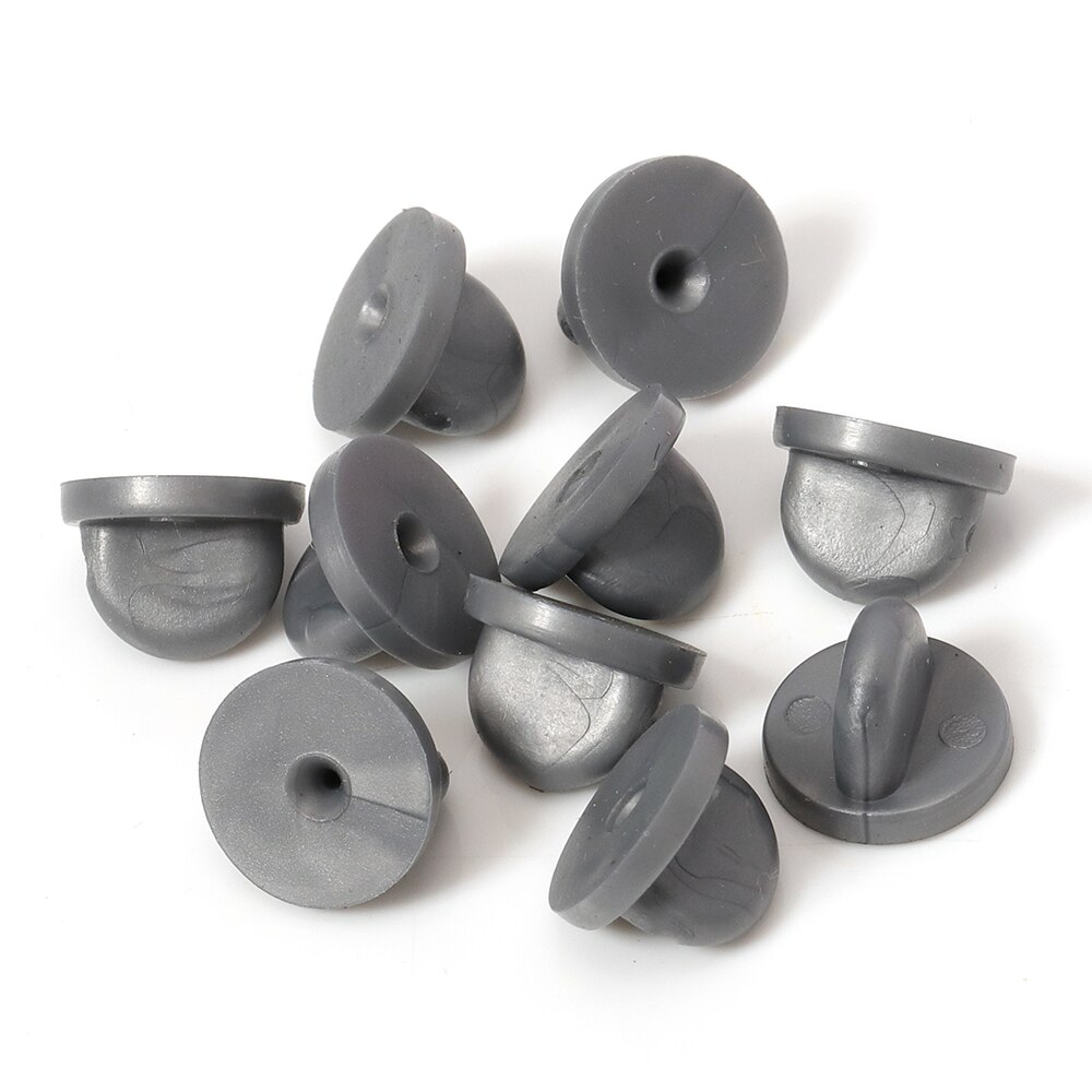 50pcs Rubber Pin Backs Brooch Bukle Button Clasp Clutch Care Cap Nail Tie Back Stoppers Squeeze Badge Holder Jewelry Accessories: Grey