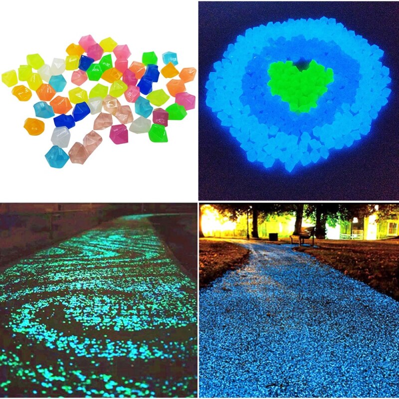 300Pcs / Pack Small Stones Garden Decoration Bright Glow In The Fish Tank Dark Decorative Outdoor Rocks