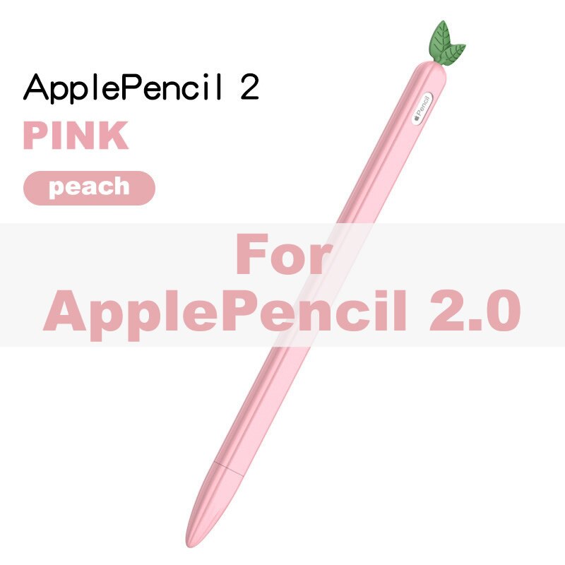 Anti-Scratch Case for Apple Pencil 1/2 Cartoon Fruit Silicone Protective Cover Pouch Cap Holder Stylus for iPad Pen Pencil: Pink Pencil 2