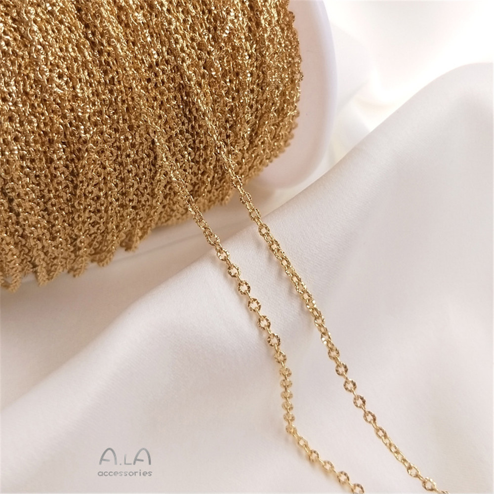 14K Vergulde Reliëf In Reliëf Gemaakte Batch Bloem Liefde Kettingpatroon Lange O Ketting Diy Eerste Sieraden Ketting Losse Ketting: Goud-kleur
