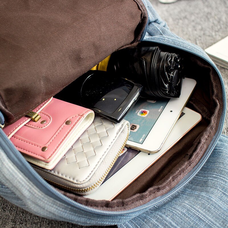 Zaino da donna Casual in Denim Jeans di tela di alta qualità di grande capacità zaino da viaggio zaino da viaggio zaino Mochila blu