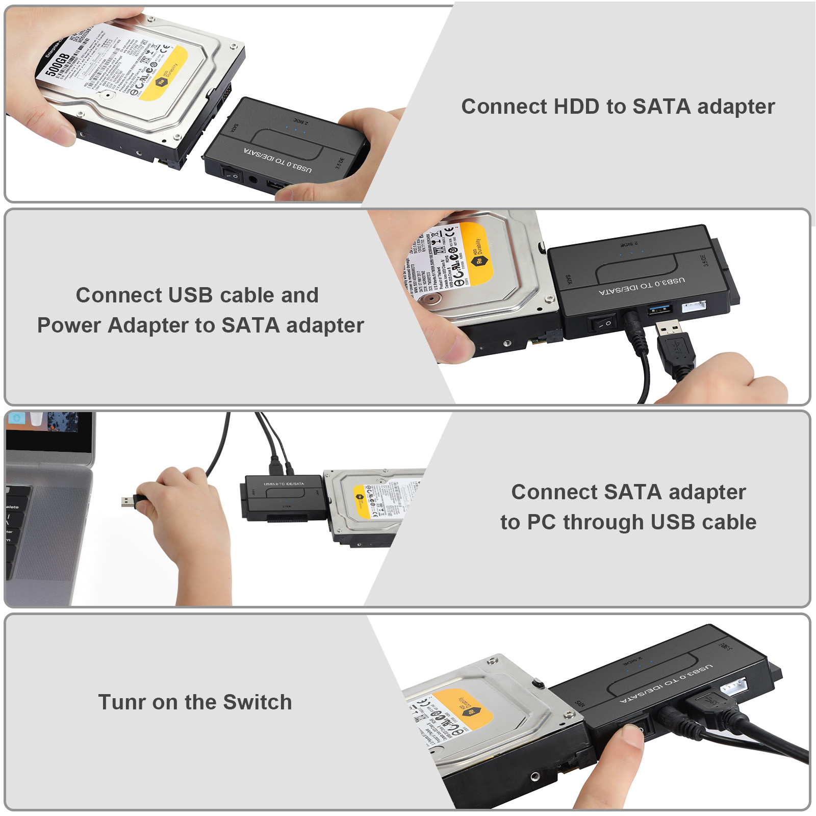 Universal SATA/IDE to USB 3.0 Adapter Hard Drive Reader for 2.5' 3.5'' Inch External HDD/SSD Compatible with IDE And SATA