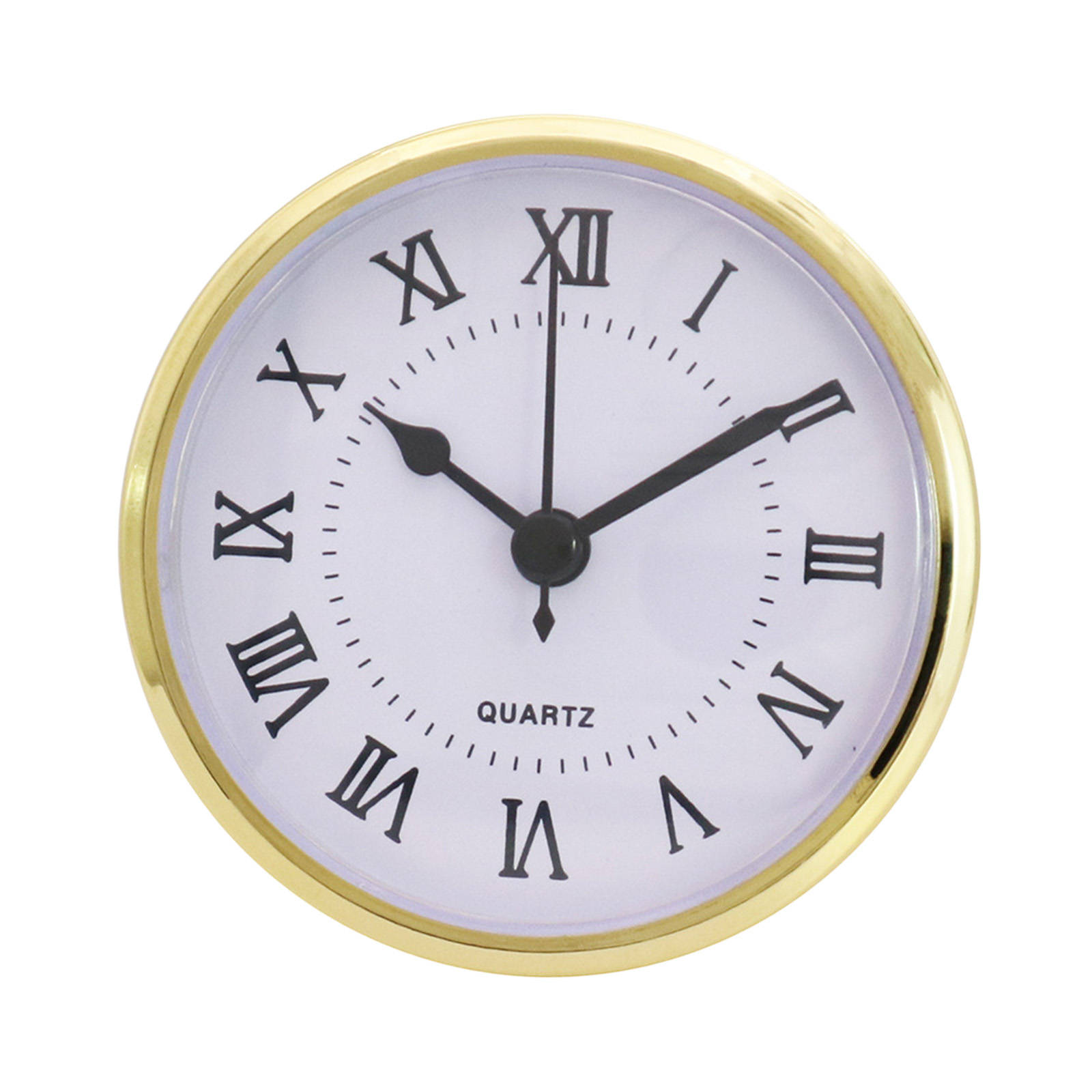 Mini horloge avec chiffres romains de 3.54 pouces, outils romains, garniture en or, tête ronde, Face blanche, batterie