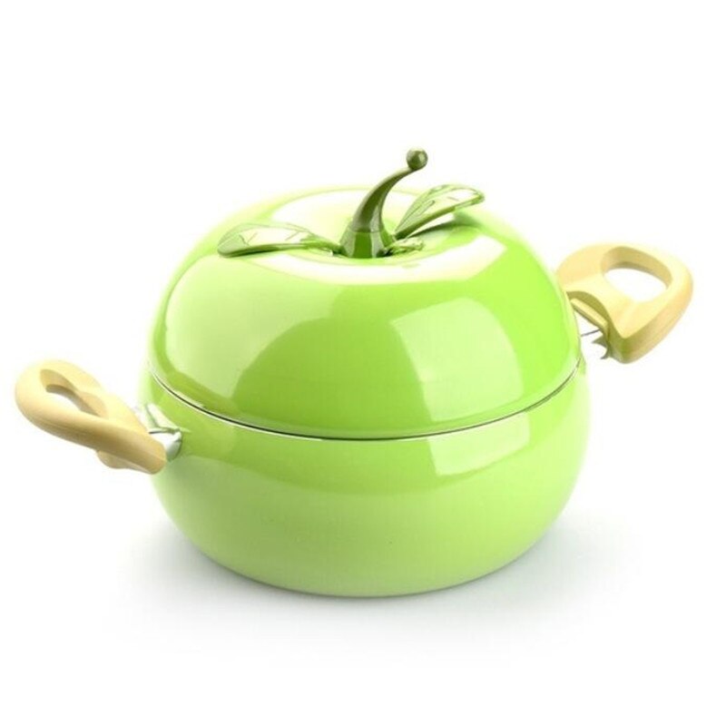 20Cm Keuken Soeppan Fruit Pan Non-stick Aluminium Saus Pan Boiler Tomaat Vorm Geen Dampen Huishoudelijke Koken gereedschap Keukengerei: Green