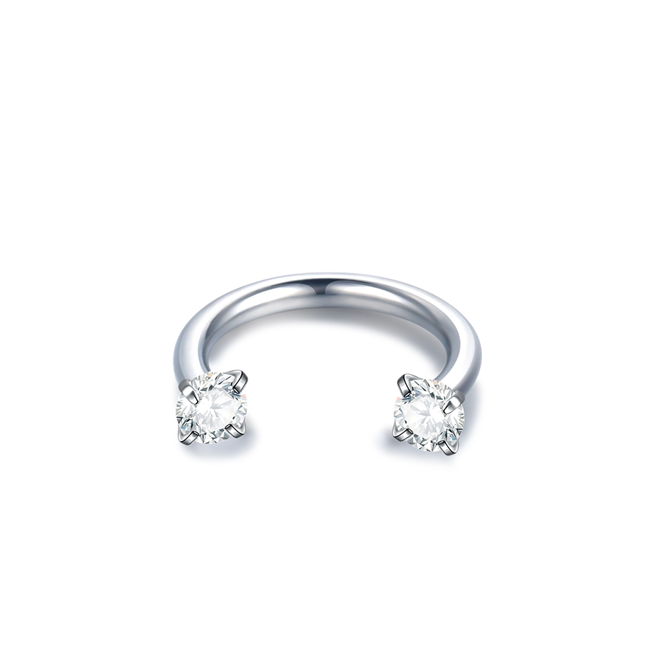 Anillo de herradura de titanio para nariz, conjunto de puntas para Piercing de tabique nasal, circonita redonda, cartílago de la oreja, Tragus Daith, joyería para Piercing corporal, 1 ud.: Verde / Color amarillo dorado claro