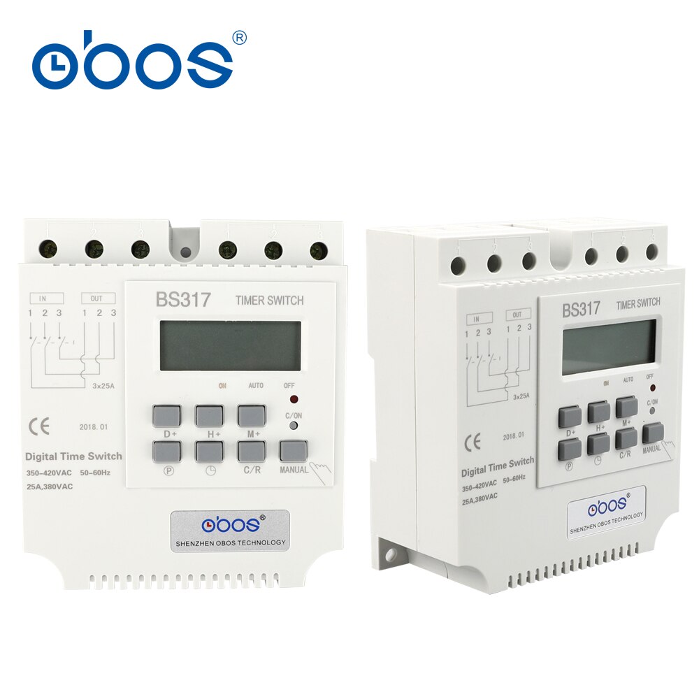 good credit good three phase 380V 25A din weekly timer digital timer with 17 times on/off time set range 1min-168H