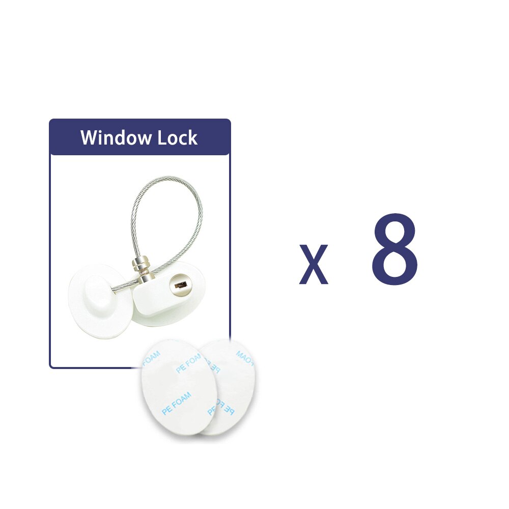 8Pcs Window Sloten Kinderen Bescherming Lock Roestvrij Staal Venster Limiter Baby Veiligheid Baby Security Window Sloten Veilig Producten: PJ3679A8P-Adhesive