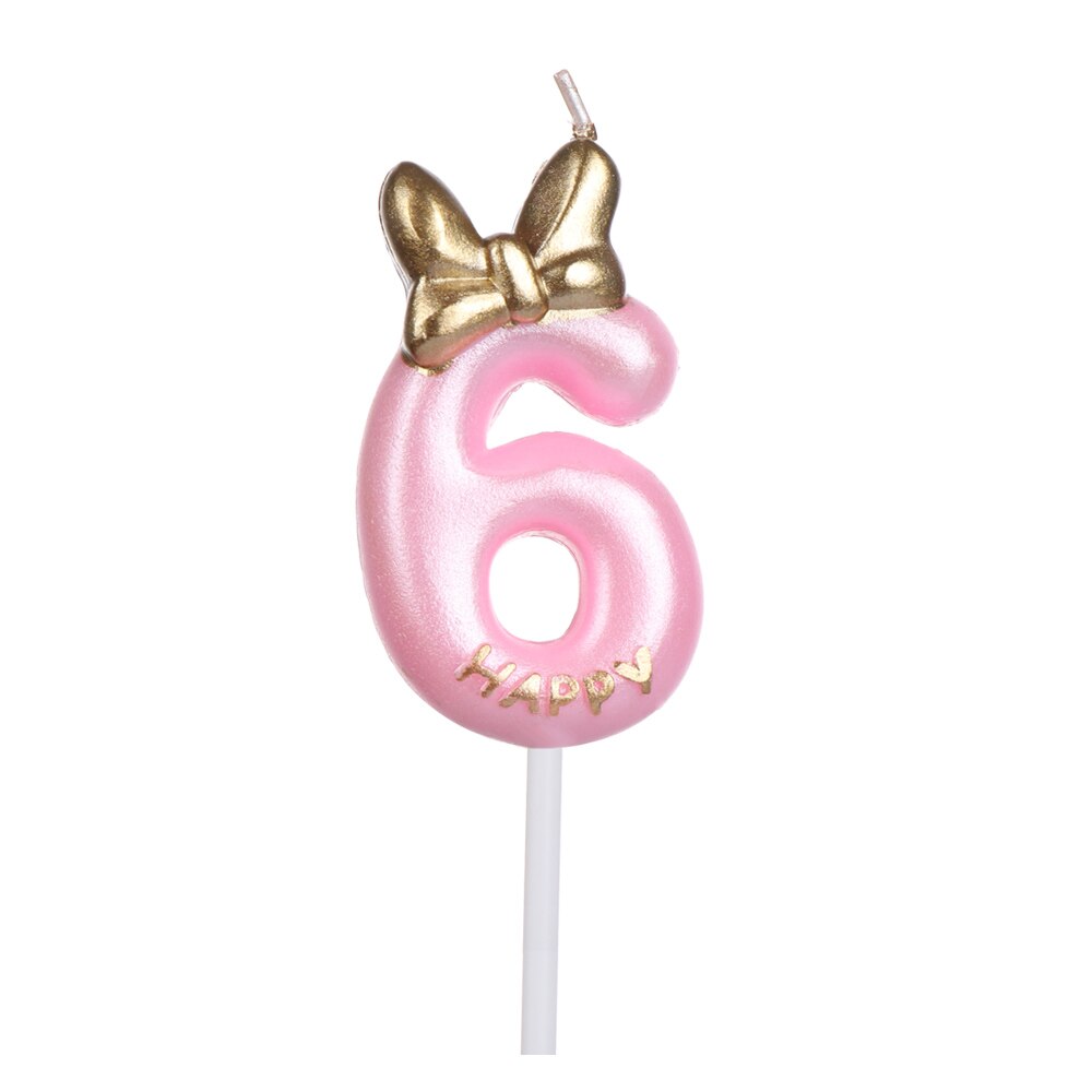 Bougie gâteau numéro chapeau à nœud papillon 1 pièce | Garniture numérique pour âge, fournitures de fête d'anniversaire pour garçons et filles, accessoires de décoration pour la maison: P 6