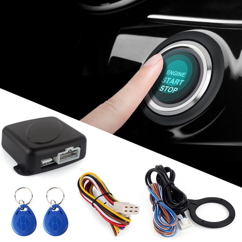 Smart Rfid Auto Alarm Systeem Push Motor Start Stop Knop Lock Ontsteking Startonderbreker Met Afstandsbediening Keyless Go Entry Systeem 12V