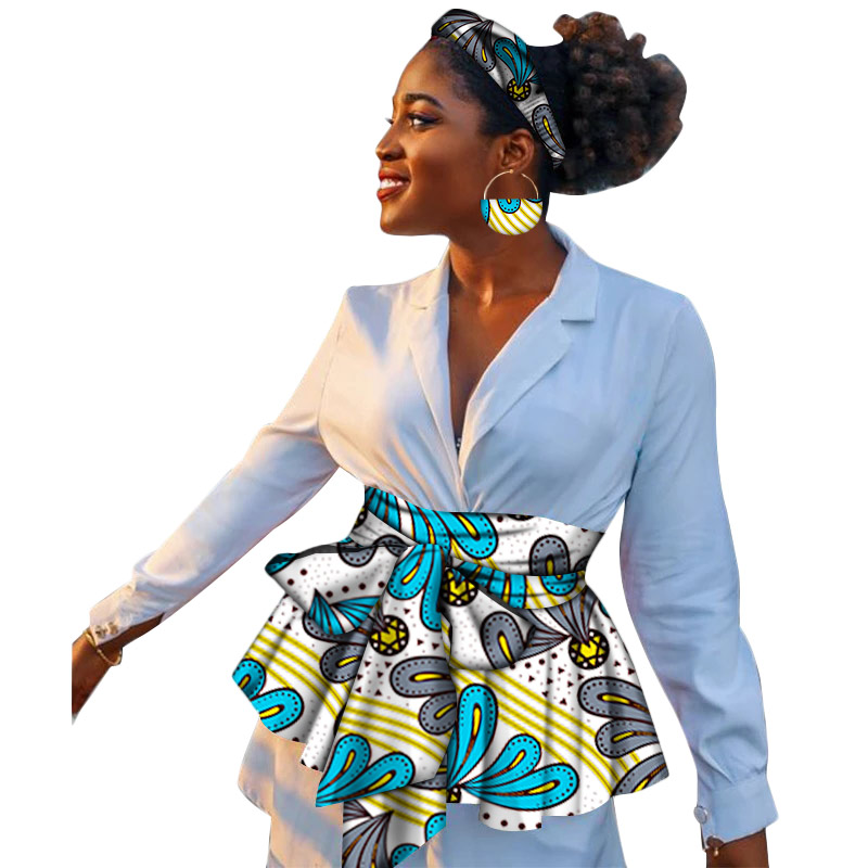 Cinturón de cintura alta de estilo africano para mujer, ropa india, Vintage, flor, línea A, asimétrico