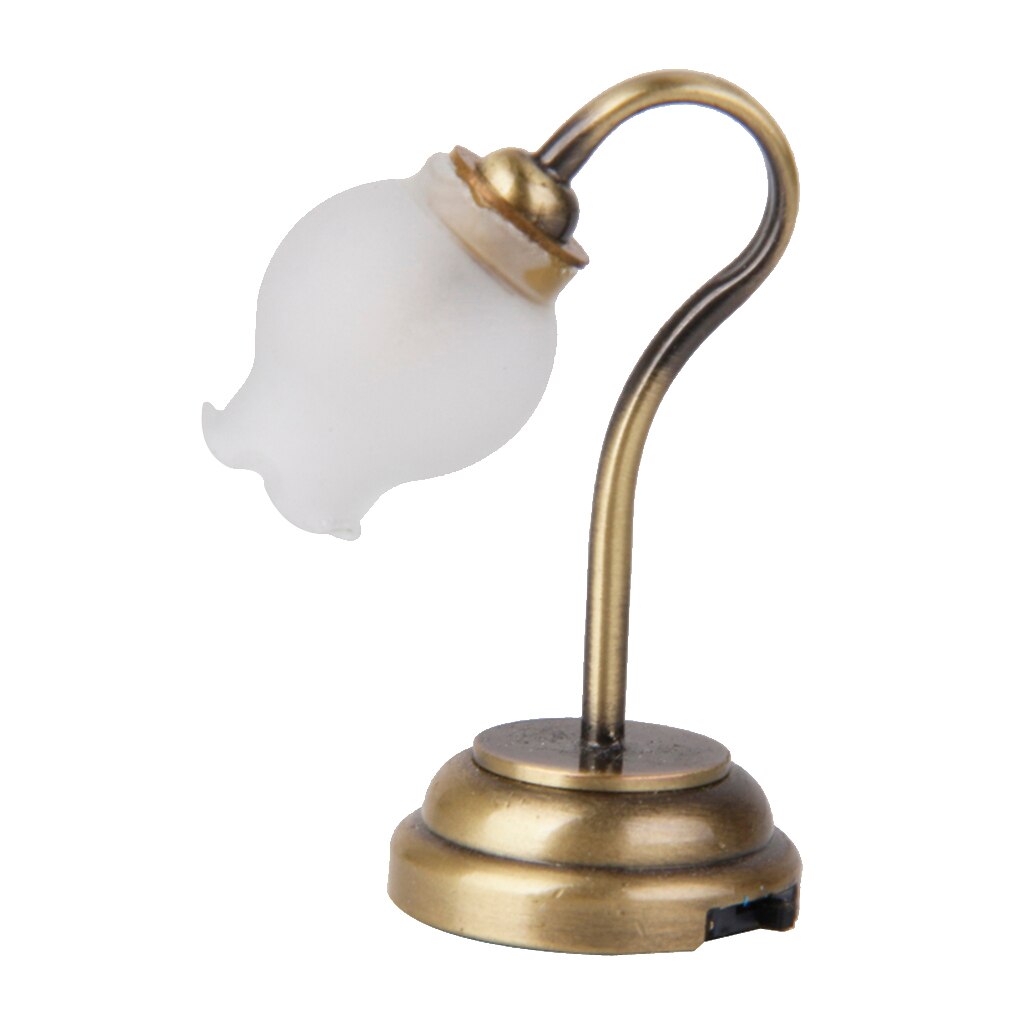 Vintage Doll House Miniature LED Working Tulip Table Lamp Light 1/12 Scale