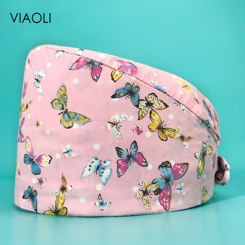 Dames Caps Chirurgisch Verpleegkundige Scrub Hoed Stofdicht Scrub Hoeden Katoen Cartoon Animal Print Apotheek Tandarts Chirurgie Cap: 12094