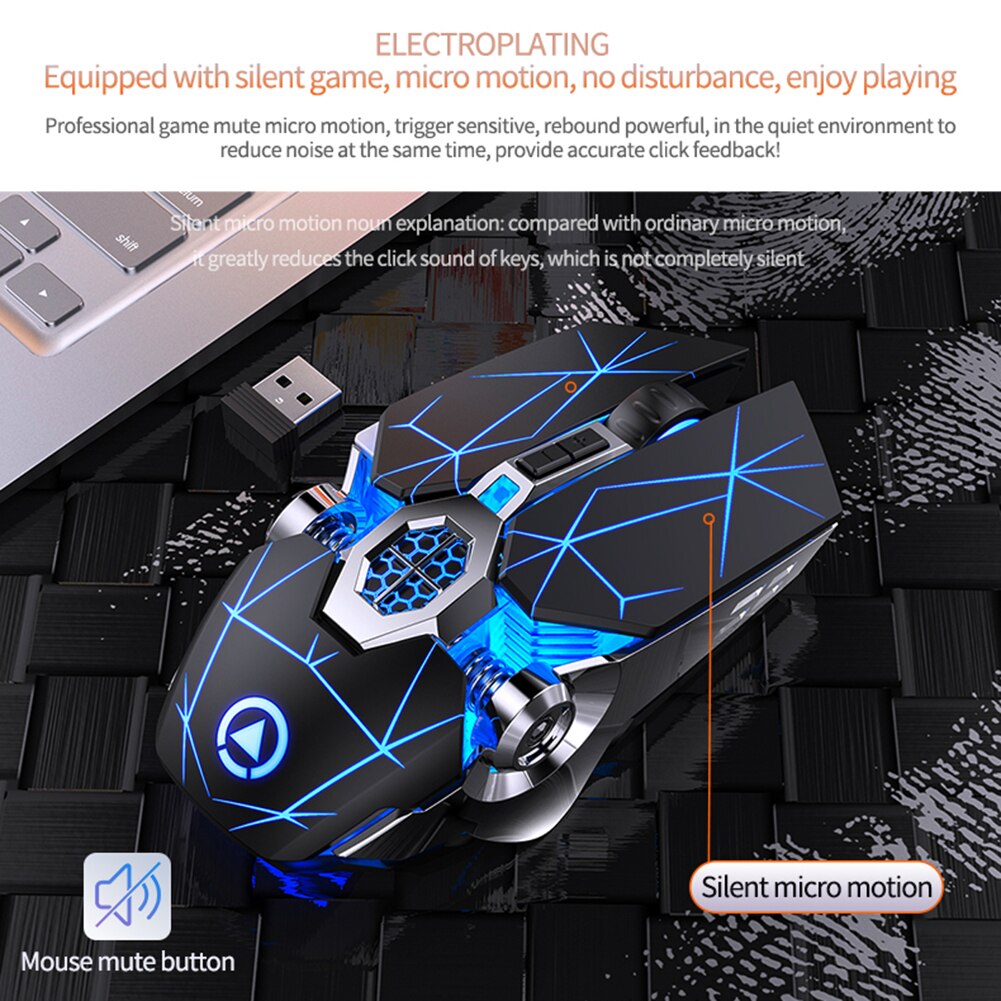 1600 DPI Receiver Silent Mechanical Mouse Laptop Optical Mouse 7 Button 1600 DPI USB Game Mute Mechanical Mice