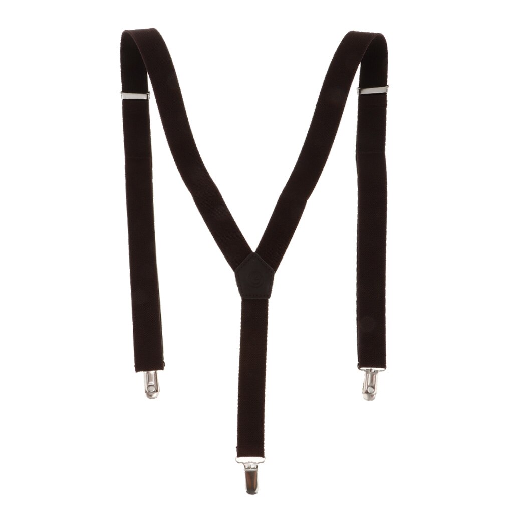 Mens Skinny Suspenders Y Back Wide Elastic Adjustable Trouser Clips Braces for Work Special Event or with Casual Attire: Coffee