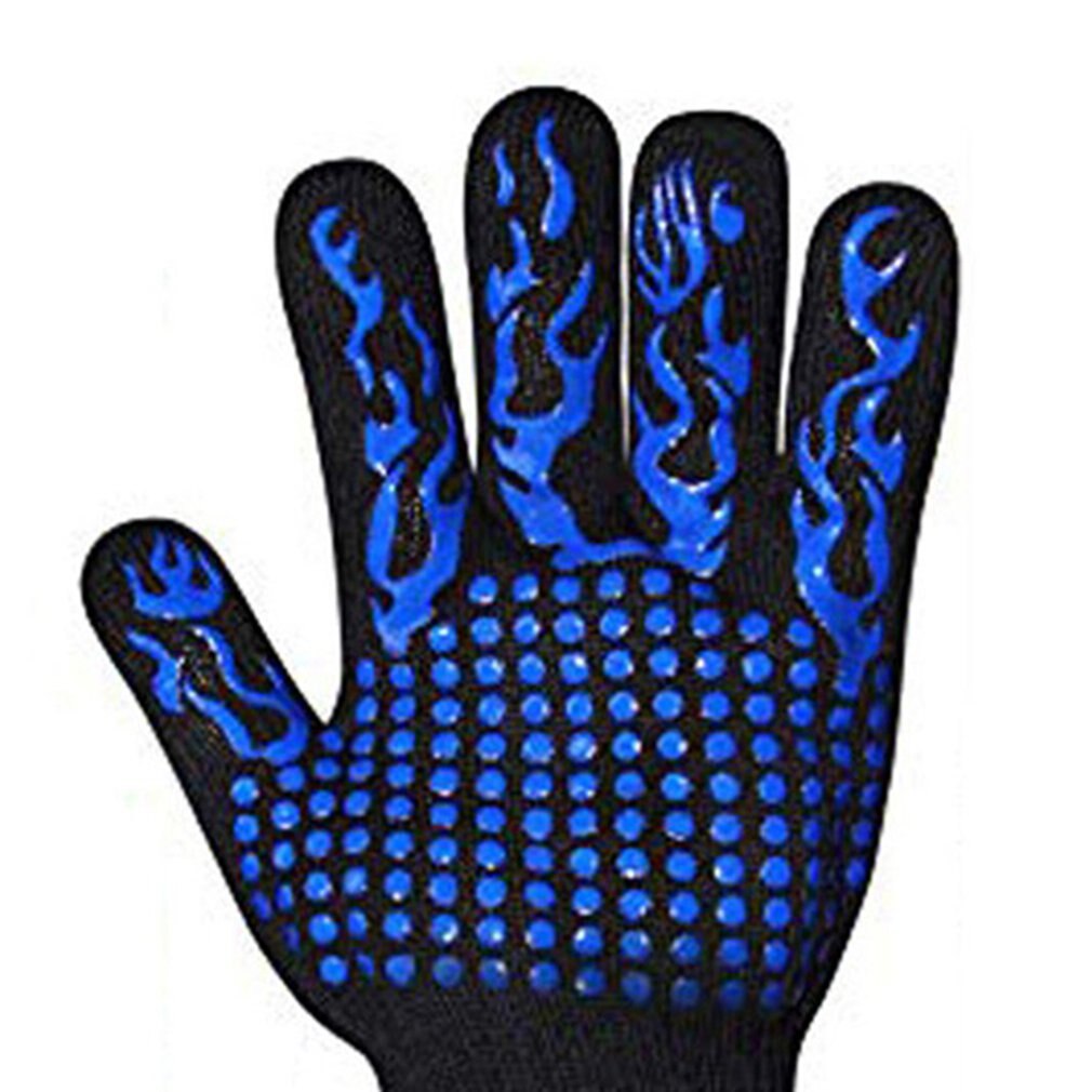 1pcs High Temperature Resistant Gloves Fire Retardant Heat Insulation Gloves Microwave Oven Blue Torch Printing Gloves