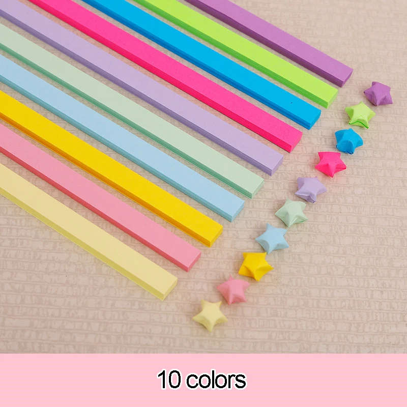 Tiras de papel de estrellas de Origami, papel plegable de doble cara, Estrella colorida de la suerte, 27 colores, manualidades artísticas, decoración del hogar, 540 hojas: B 540 sheets