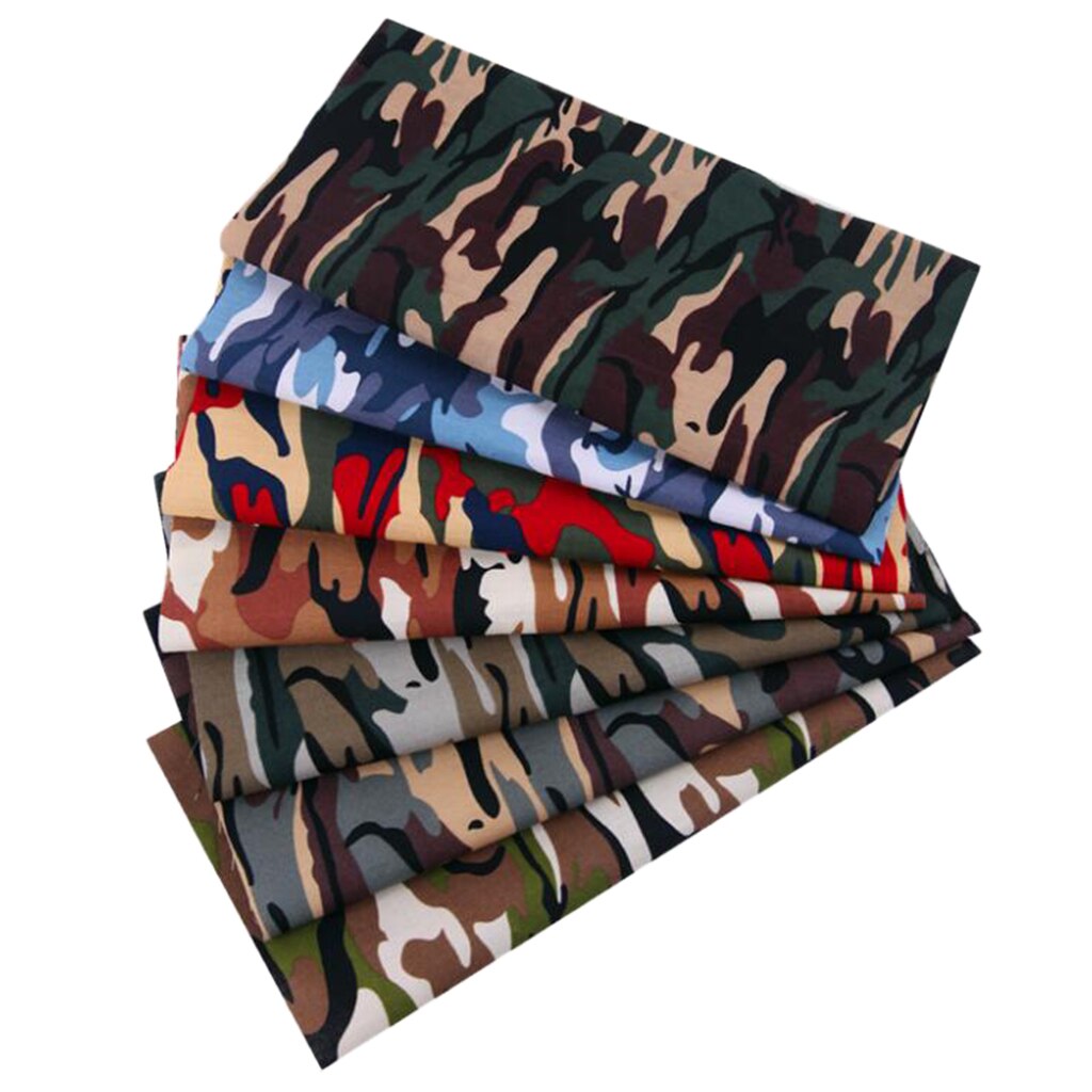 7Pcs 25x25 cm Cotton Blend Squares Quilting Sewing Camouflage Precut Fabric Square Sheets for Craft Patchwork