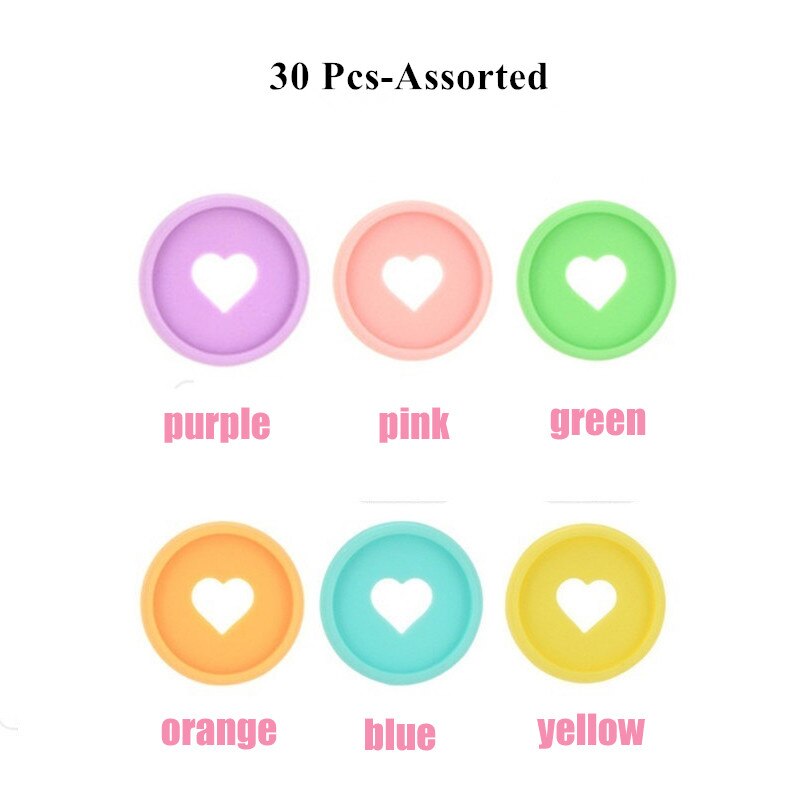 50/100 sztuk stałe pierścień z sercem spoiwa do notebooków 28mm Diy luźny segregator do scrapbookingu Planner dyski A20-S18: 30 Pcs-Assorted