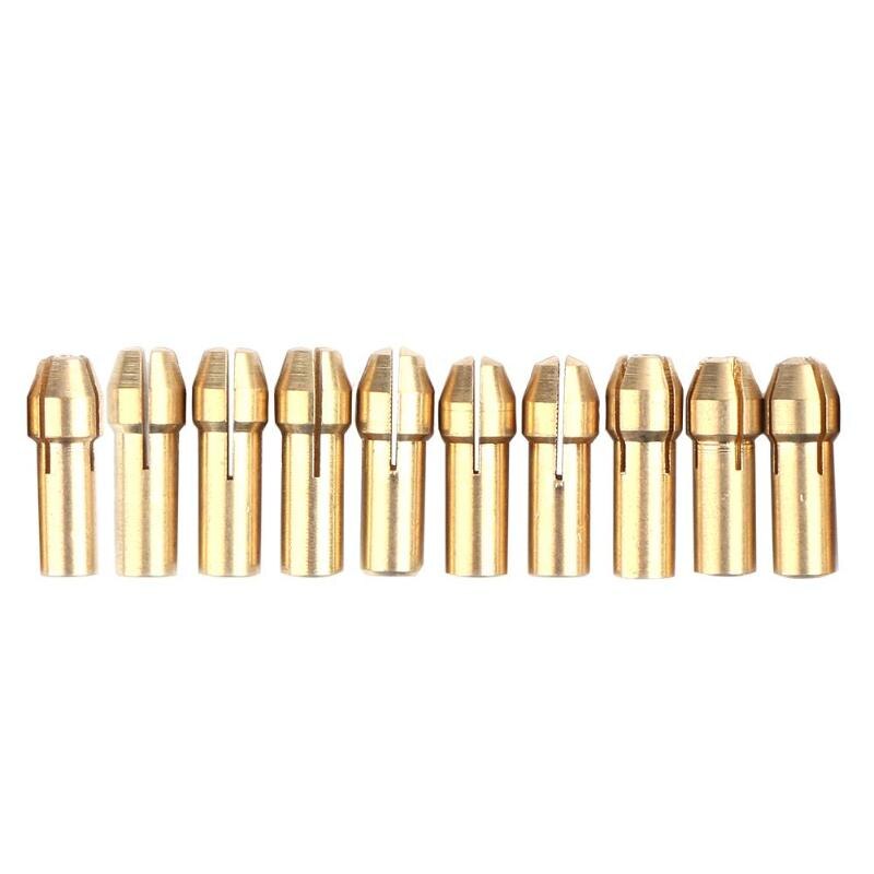 10pcs Mini Brass Copper Collets Chucks for Twist Drill Motor Shaft Grinder 0.5mm-3.2mm Quick Chuck Set Machine Tools Accessories