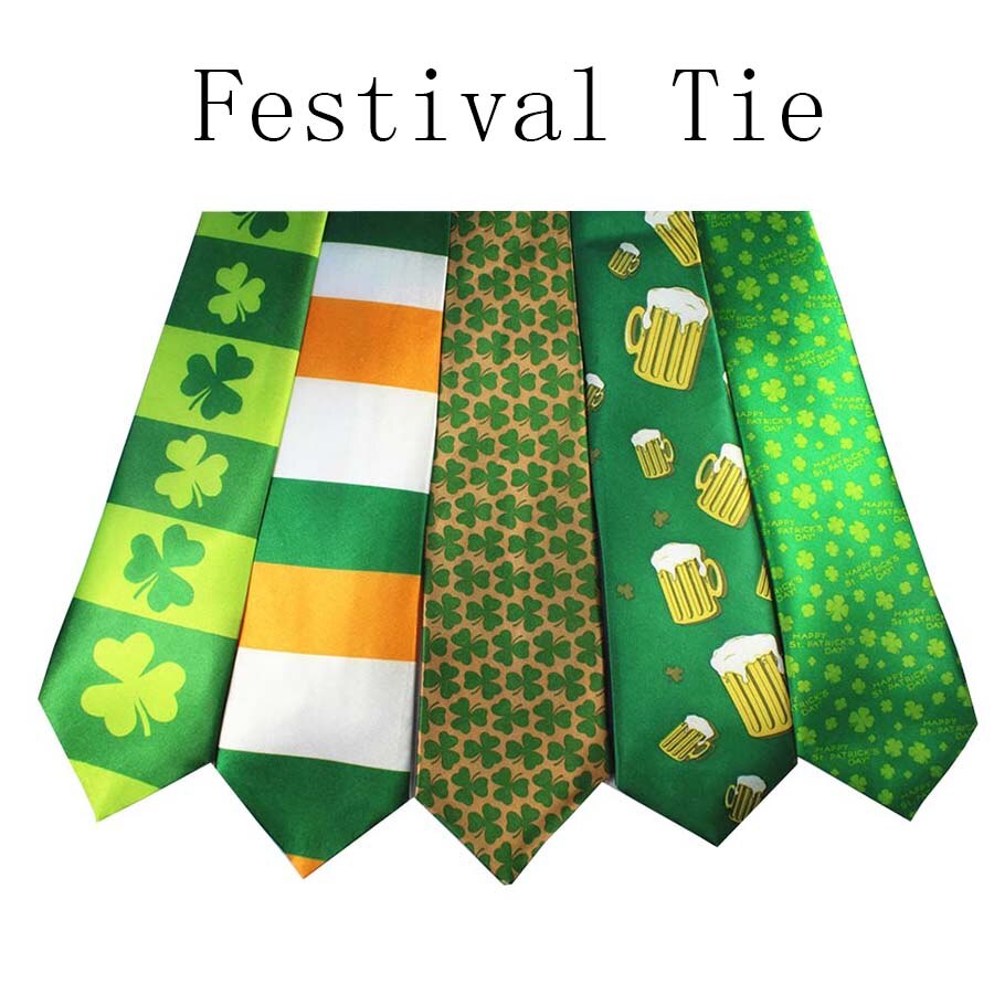 Ricnais festlig slips til herre grøn print polyester slipsdragt mand pil type slips karakter slips