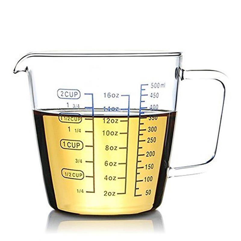 Taza medidora de vidrio de borosilicato resistente al calor para niños, vaso de medición de microondas transparente con escala, 1 unidad
