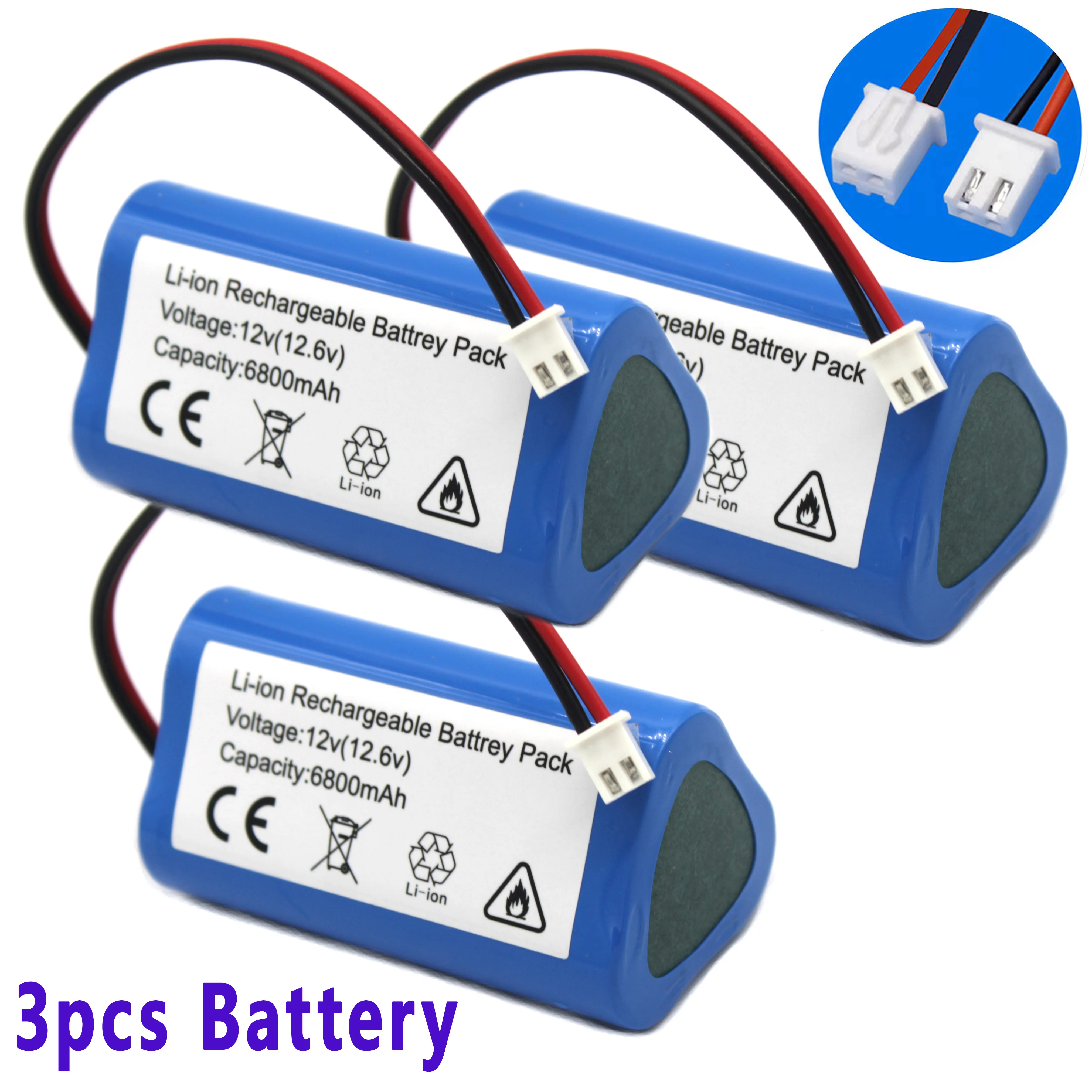 100% New.12V. 3a. 18650 Paquete de bateria de litio muslim. 6800mAh construido en BMS.Bluetooth altavoz linterna.GPS.fascia arma.: Oro