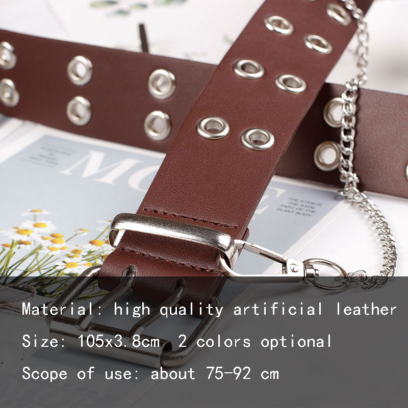 Ceinture à Double oeillet ajustable noir, à boucle en cuir pour femmes, 105x3.8cm, , à la , N214