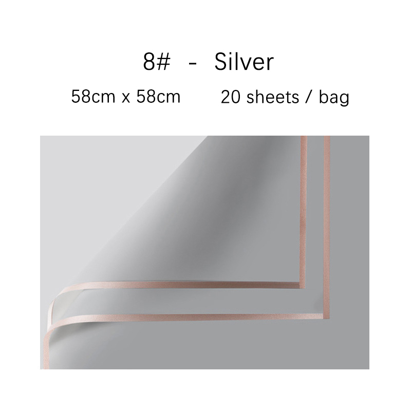 Carta per mazzo da fiorista impermeabile, carta da regalo per fiori freschi con bordo dorato, confezione regalo, artigianato fai-da-te, forniture per mazzo da fioraio: 8