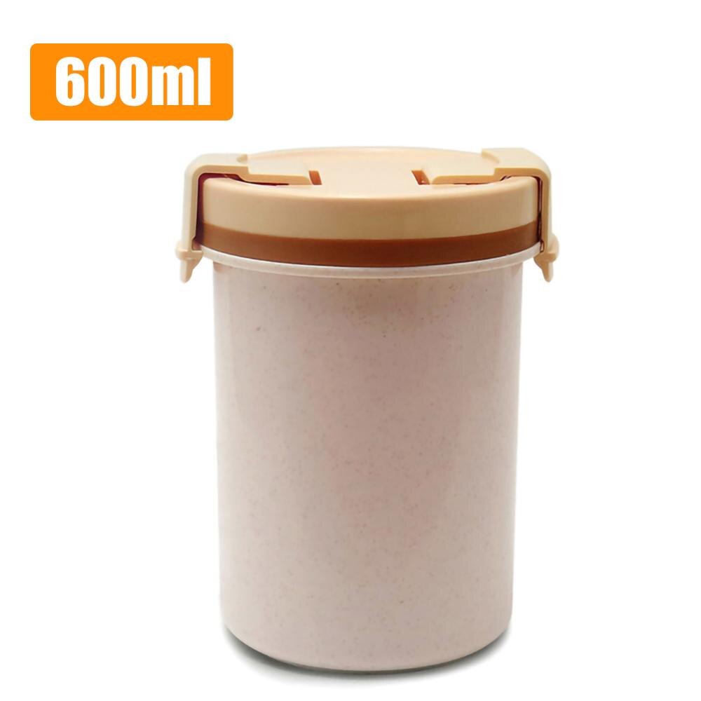 600Ml Draagbare Voedsel Thermos Bento Box Magnetron Servies Voedsel Opslag Container Verdikte Grote Lekvrije Soep Beker Met Deksel: WHITE