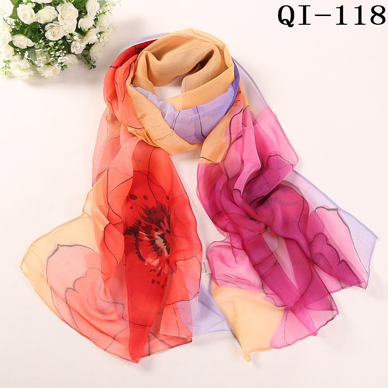 Multiple Colour Lotus leaf Flower Chiffon Georgette Bandana Scarf Women Foulard Long Shawl Summer Hijab 50*160CM