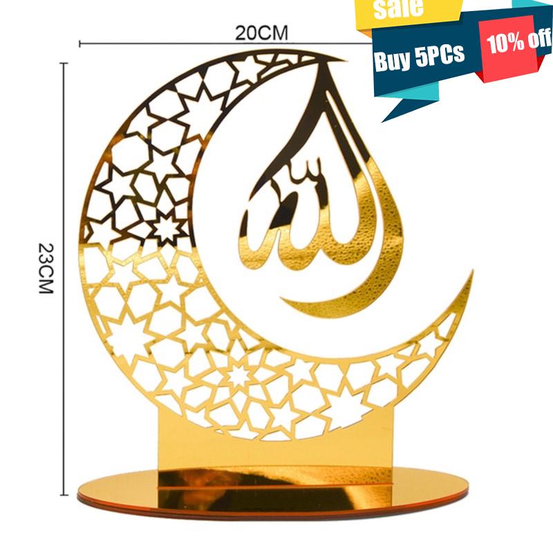 Ramadan dekoration glad eid mubarak islam akryl månestjerne skrivebordspynt hajj islamisk muslimsk festival festdekoration: 5