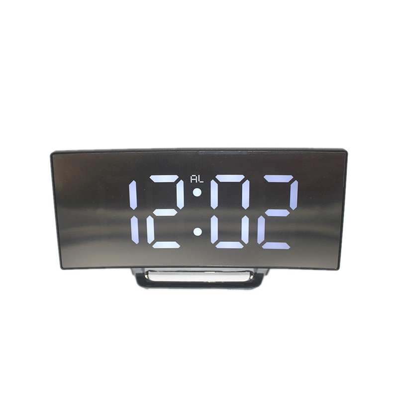 Digital Alarm Clock Curved LED Screen Alarm Clocks for Kids Bedroom Temperature Snooze Function Desk Table Clock Home Decor