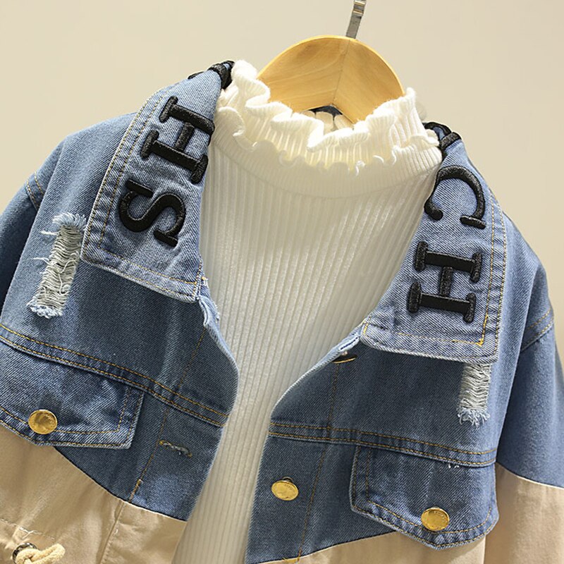 Girls Denim Coats Spring Kids Jackets for Girls Teenagers Tops Autumn Children Clothing for 6 8 10 12 14 Years