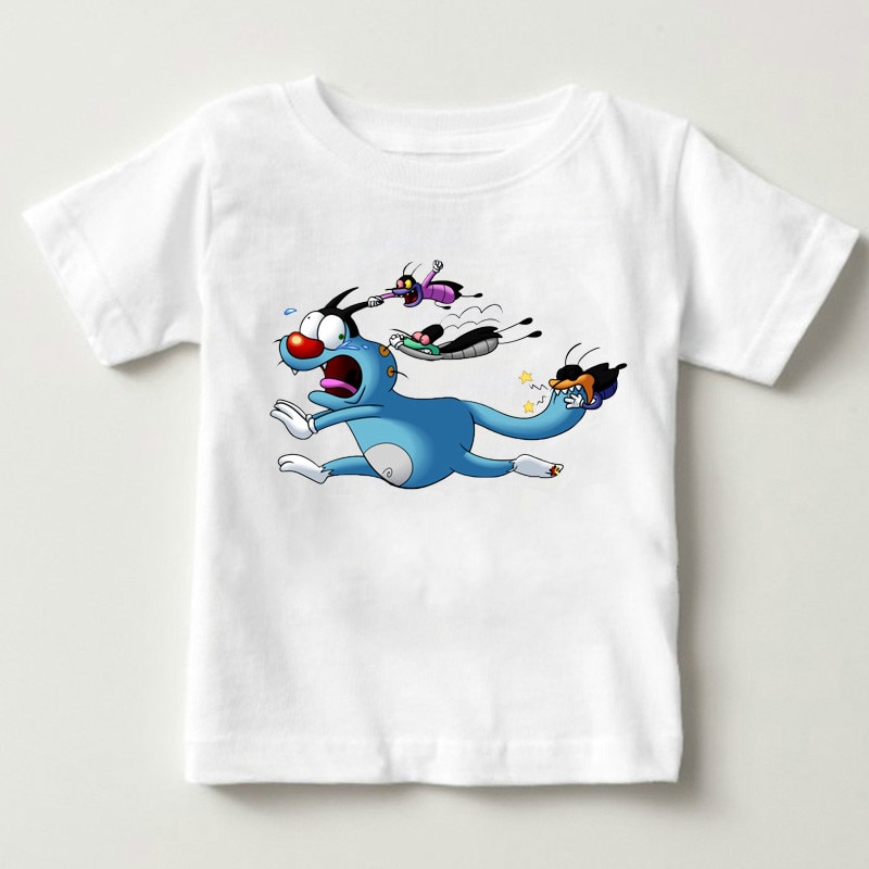 新ホット半袖 tシャツ少年 oggy とゴキブリ子供の夏の tシャツ少年少女ショート長袖 tシャツ