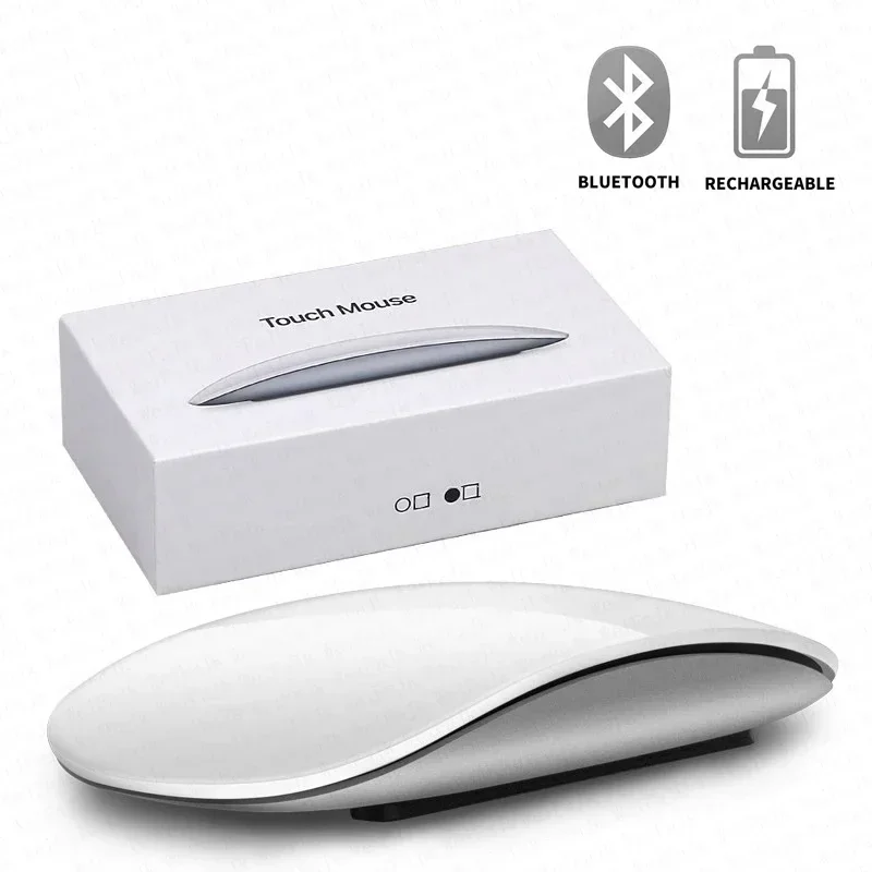 Kabellose Bluetooth-Maus für Apple MacBook Pro/Air – wiederaufladbar, leise, ultradünn, Multi-Touch, kompatibel mit PC: WHITE