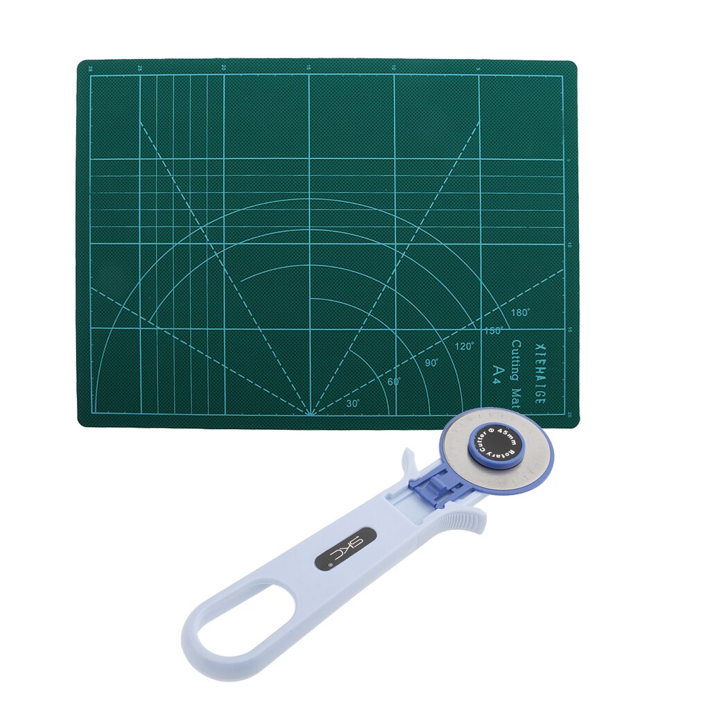 45mm Rotary Cutter and A4 Grid Frame Cutting Mat No Slip Surface Sewing Fabric Paper Leather Quilting Patchwork Tool