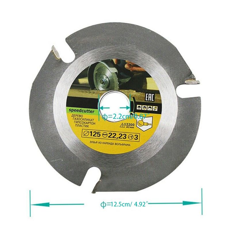 Houtbewerkingsblad voor haakse slijper schijf voor houtsnijwerk snijden vormgeven met 3 tanden 7/8 '' as 4.5 inch 125mm