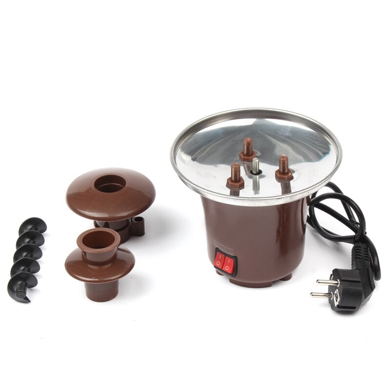 ！-eu stik mini chokolade fondue, elektrisk rustfrit stål fondue gryde chokolade smeltemaskine dyppe dessert frugt butte